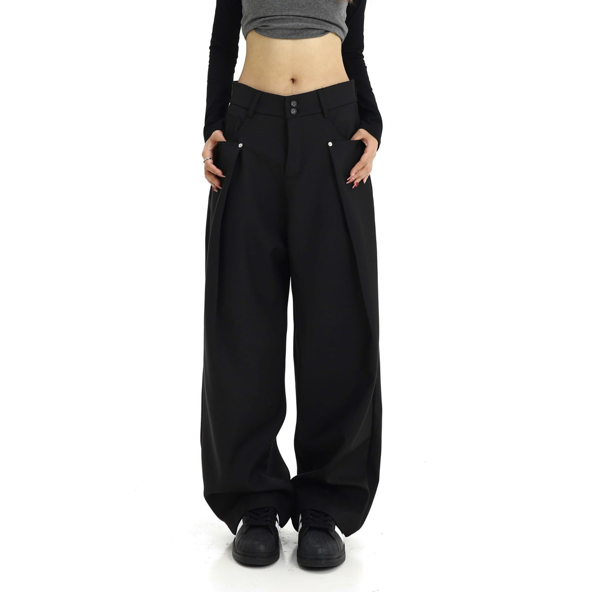 Pantalón plisado unisex de pierna ancha