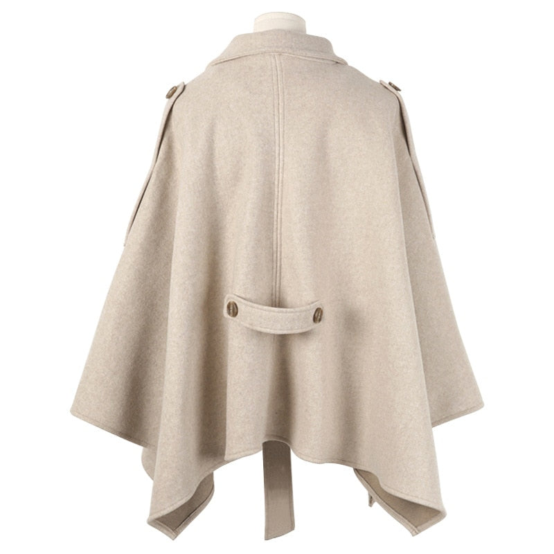 Capa poncho negra de invierno