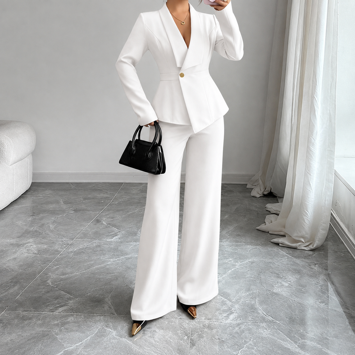 Conjunto elegante de dos piezas con pantalón