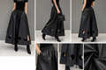 Pantalón ancho negro efecto piel